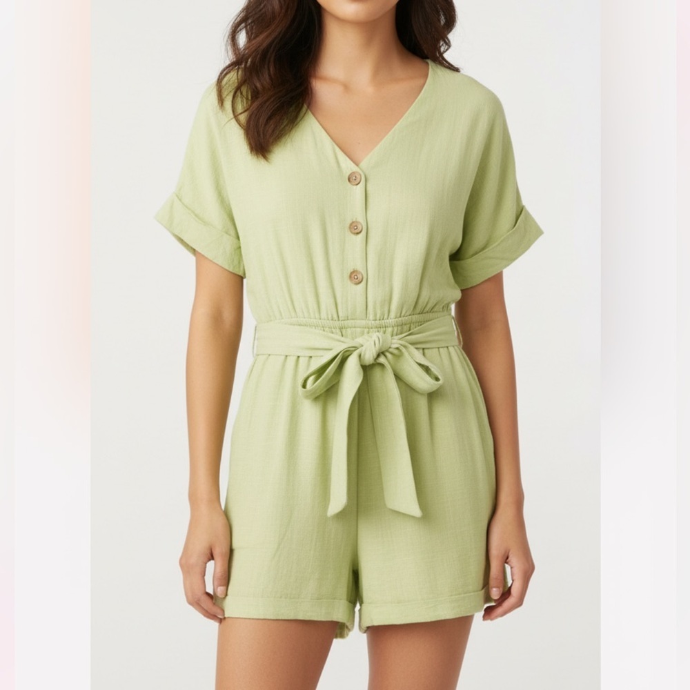 Lost‎ + Wander Garden Girl Neon Green Romper. Size S